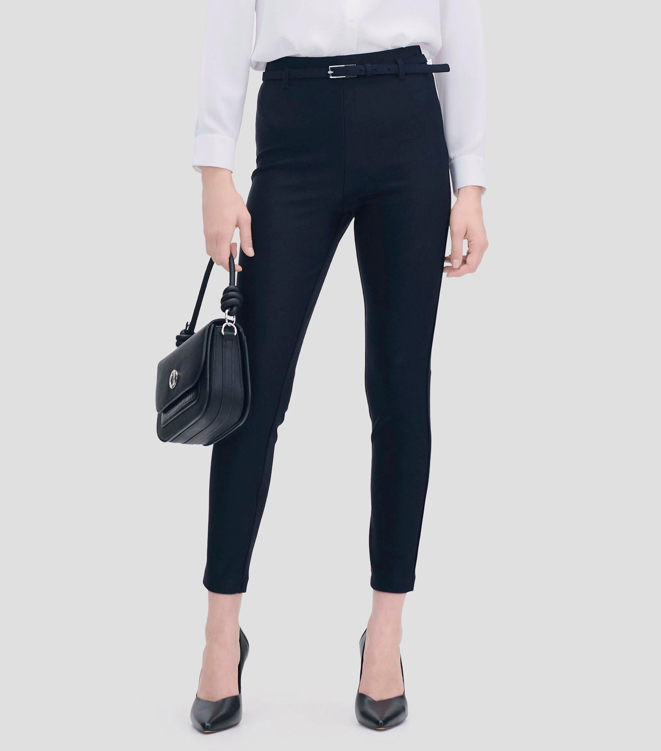 Leggings tiro alto con cinturón Mujer